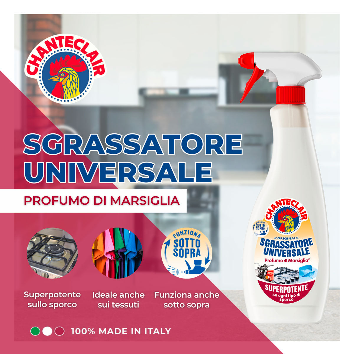 Chanteclair Sgrassatore Universale Marsiglia Bipack Ricarica 2x600ml – Formula Superpotente HACCP Superfici e Tessuti