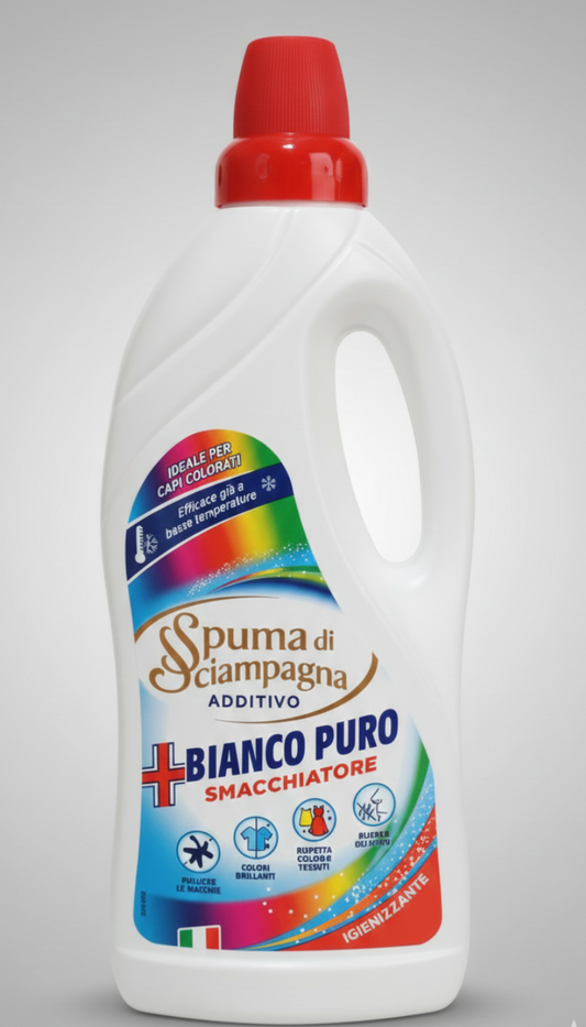 Spuma di Sciampagna Additivo Smacchiatore Bianco Puro Colorati 900ml | Ossigeno Attivo Igienizzante | Protegge Fibre e Colori