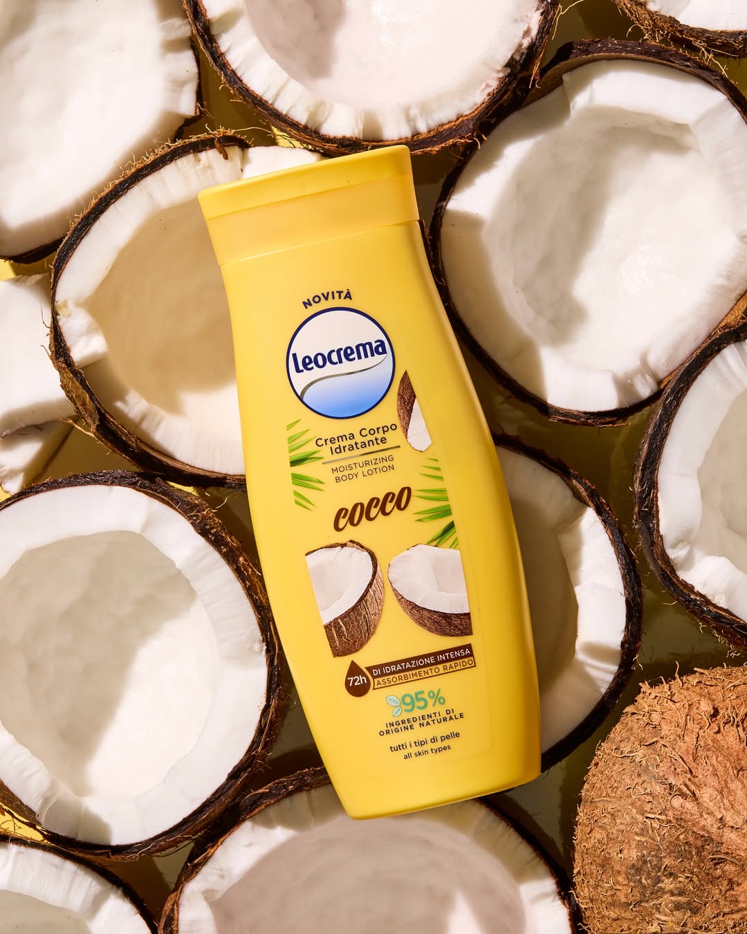 Leocrema Cocco Crema Corpo Idratante 95% Naturale – Idratazione Intensa 72h – Benessere Avvolgente e Vellutato