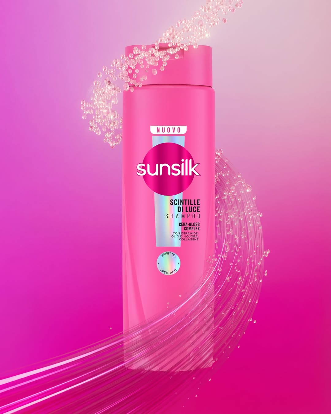 Sunsilk Scintille di Luce Shampoo Capelli Opachi con Cera-Gloss Complex – Effetto Specchio Brillantezza Intensa Flacone Plastica Riciclata