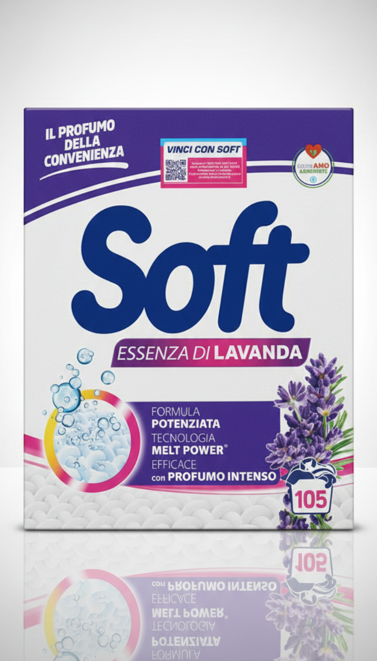 Soft Lavatrice Detersivo in Polvere Multi | Maxi Convenienza 105 Lavaggi (5,250 kg) | Profumo Lavanda Intensa | Formula con Attivi Antimacchia | Ottima Solubilità