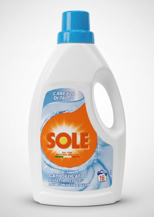 Sole Detersivo Liquido Capi Delicati Carezza di Talco 1 Litro | Formula Protettiva Anti-Infeltrente 16 Lavaggi