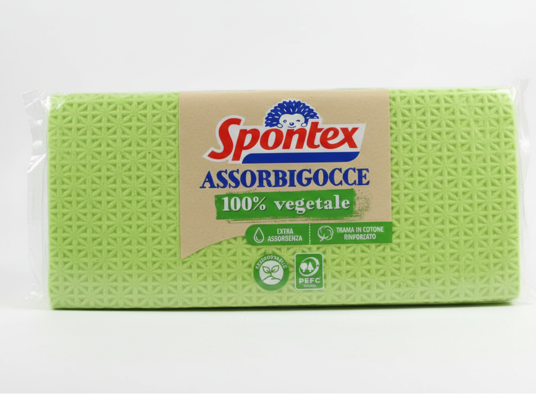 Spontex Assorbigocce Protettivo – 100% Vegetale e Biodegradabile – Extra Assorbenza e Protezione Stoviglie