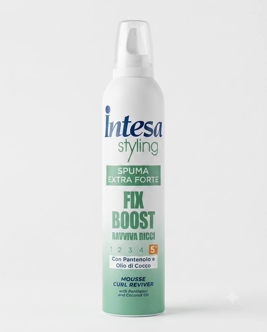 Intesa Styling Spuma Extra Forte FIX BOOST – Mousse Professionale per Ricci Definiti e Voluminosi 300 ml