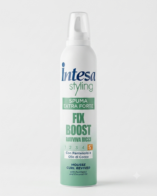 Intesa Styling Spuma Extra Forte FIX BOOST – Mousse Professionale per Ricci Definiti e Voluminosi 300 ml