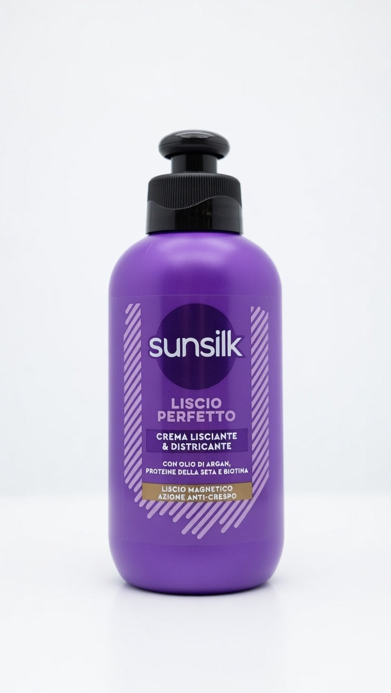 Sunsilk Crema Districante Liscio Perfetto 200ml | Crema senza risciacquo Active-Fusion | Olio di Argan, Proteine della Seta e Biotina | Anti-crespo 24h | Leave-in districante e nutriente per capelli lisci e disciplinati