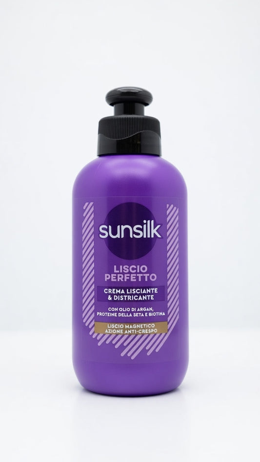 Sunsilk Crema Districante Liscio Perfetto 200ml | Crema senza risciacquo Active-Fusion | Olio di Argan, Proteine della Seta e Biotina | Anti-crespo 24h | Leave-in districante e nutriente per capelli lisci e disciplinati