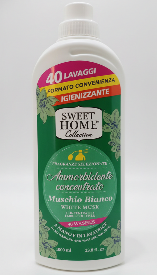 Sweet Home Collection Ammorbidente Muschio Bianco 1 Litro | Profumo di Pulito Intenso | Dermatologicamente Testato | Morbidezza e Freschezza Made in Italy