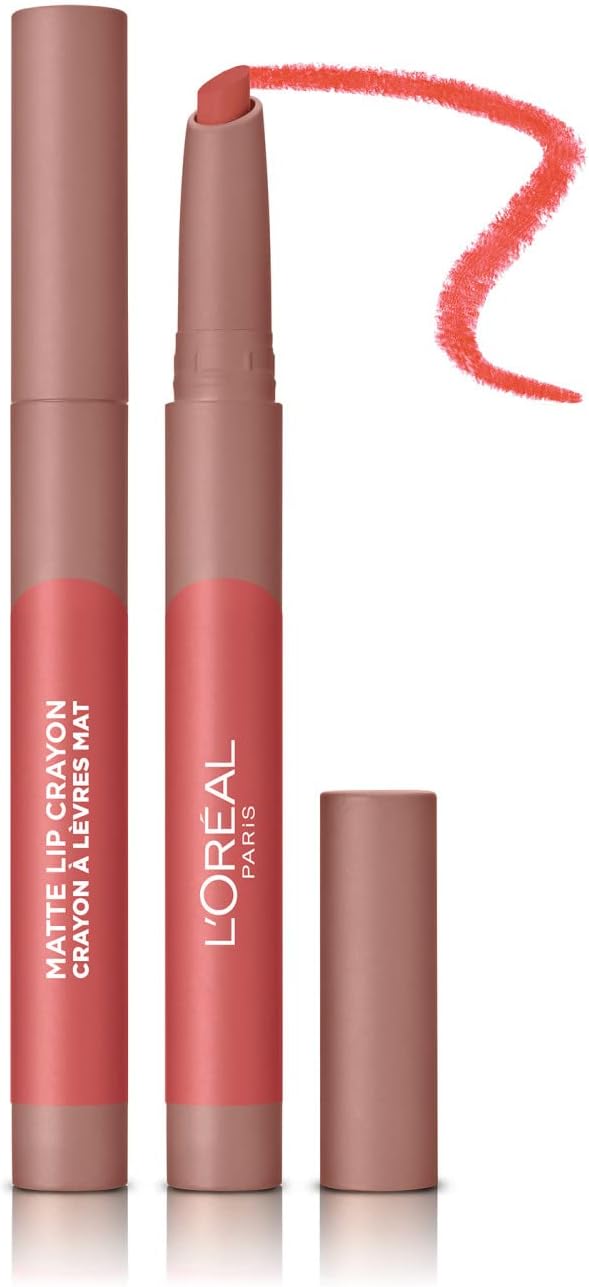 L'Oréal Paris Matte Crayon Rossetto Matitone – Finish Ultra Opaco e Comfort Estremo – Formula Waterproof No-Transfer con Olio di Jojoba e Vitamine per Labbra Definite 24H
