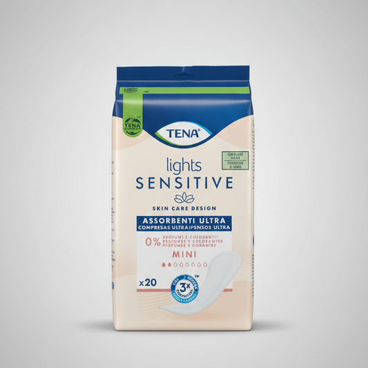 TENA Lights Sensitive Normal – 20 Proteggi-slip Ultra per Perdite Urinarie Leggere – 0% Profumi e Coloranti – Tripla Protezione