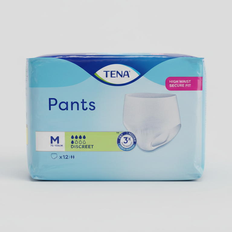 TENA Pants Discreet Taglia M 12 Pezzi | Mutandine Assorbenti Unisex per Incontinenza Moderata | Vita 70-100 cm | Tripla Protezione Anti-Perdite e Odori