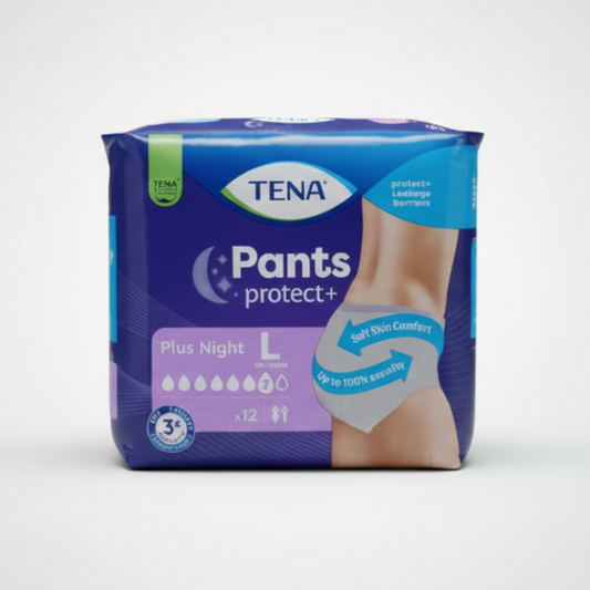 TENA Pants Plus Night Taglia L 12 Pezzi | Mutandine Assorbenti Notte Unisex | Protezione Lie-Down Protection per Sonno Profondo | Vita 100-135 cm
