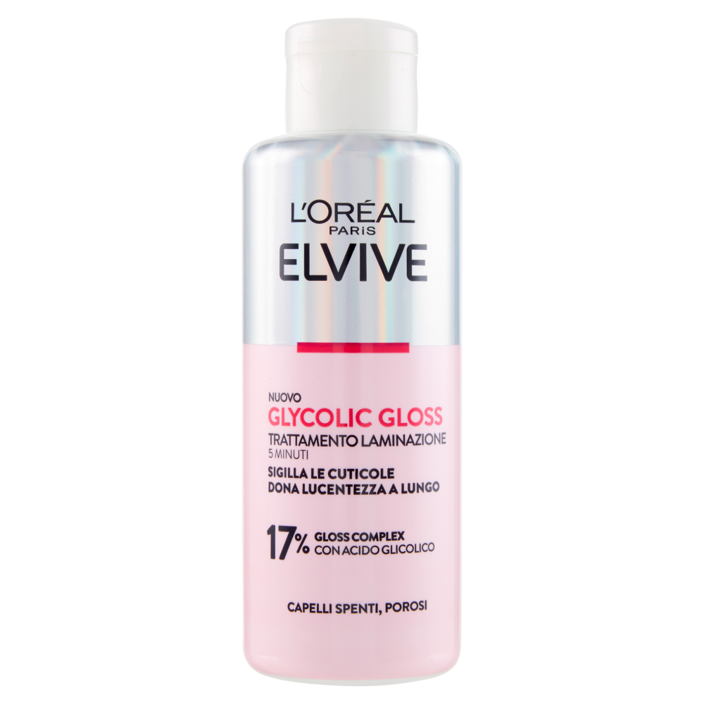 L'Oréal Paris Elvive Glycolic Gloss Trattamento Laminazione 5 Minuti 200ml | Con Acido Glicolico | +88% Setosi | Lucentezza Duratura fino a 10 Shampoo | Per Capelli Spenti/Porosi