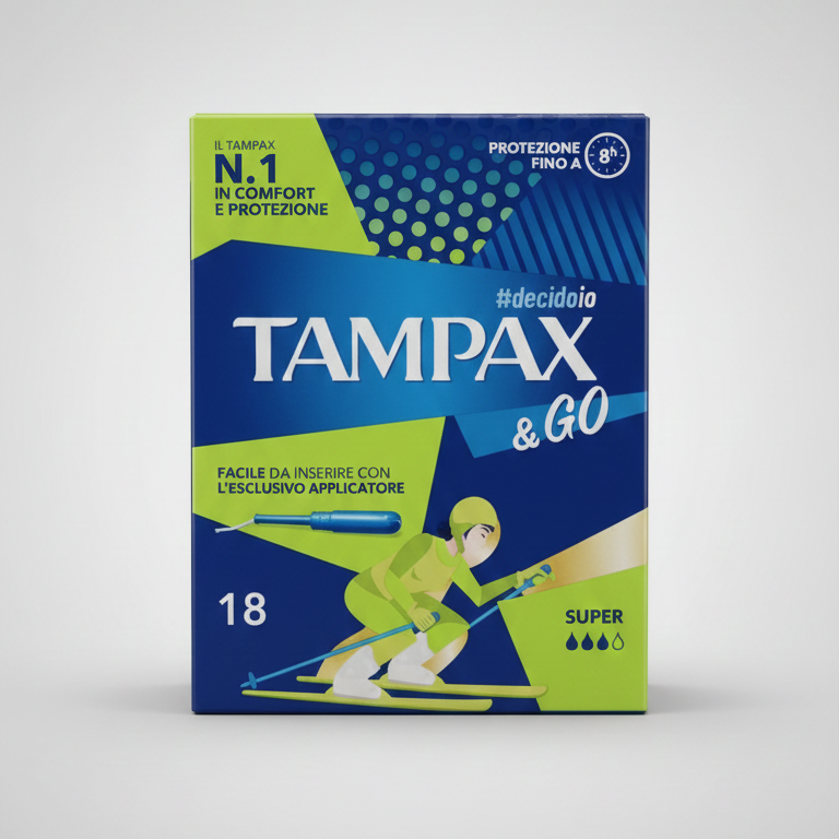 Tampax &go Super 18 Pezzi | Tamponi Interni con Applicatore per Flussi Abbondanti | Sistema Anti-Perdite con Cordino di Sicurezza | Protezione Discreta fino a 8 Ore