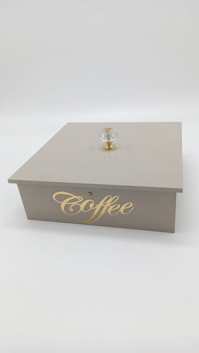 Emporio Cotton Porta Cialde da Caffè 30x30x10 cm | Cassetto Organizzatore a 7 Scomparti | Pomelli Diamantati