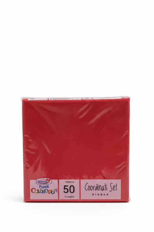 DOpla Tovaglioli Rossi Paper Collection | Confezione da 50 Pezzi | Coordinati Set Dinner in Pura Cellulosa per Feste e Buffet