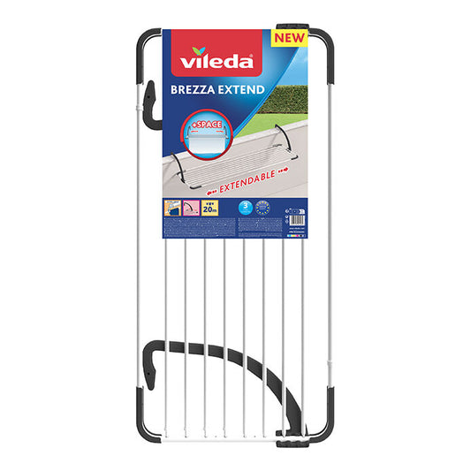 Vileda Brezza Extend Stendibiancheria da Balcone Estensibile 20m | Fili Extra-Spessi Antipiega | Bracci Regolabili Nytrogen Technology | Ideale per Lenzuola e Tovaglie