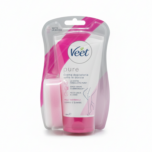 Veet Crema Depilatoria Sotto la Doccia 150ml – Pelli Normali – Latte di Fior di Loto e Gelsomino