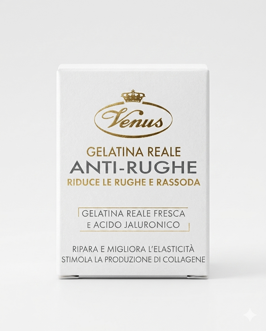 Venus Gelatina Reale Anti-Rughe con Acido Ialuronico – Crema Viso Rassodante e Rigenerante 50ml