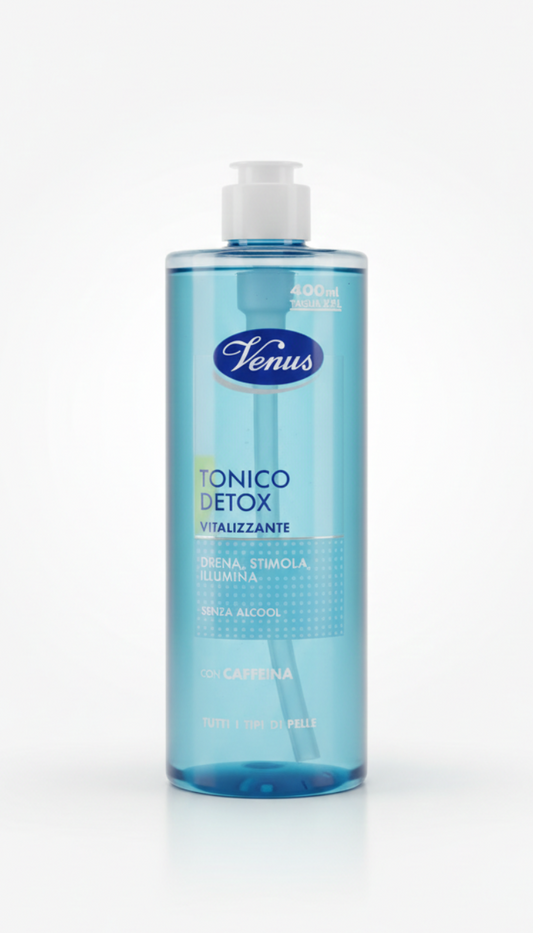 Venus Tonico Detox Vitalizzante 400ml XXL – Drena, Stimola e Illumina con Caffeina – Senza Alcool per Tutti i Tipi di Pelle