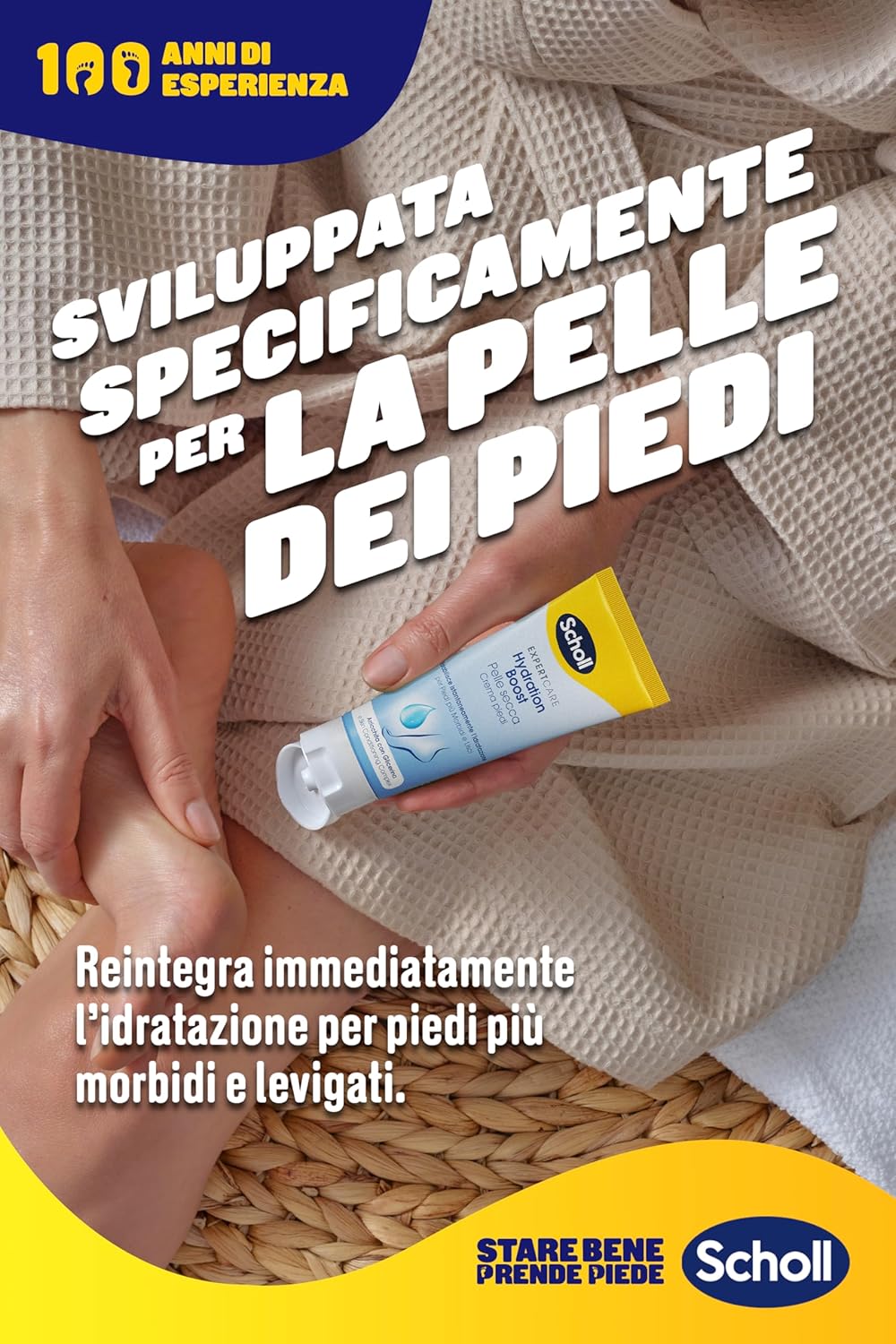 Scholl ExpertCare Hydration Boost Crema Piedi Idratante Quotidiana 75ml Glicerina – Effetto Morbidezza Immediato contro la Pelle Secca