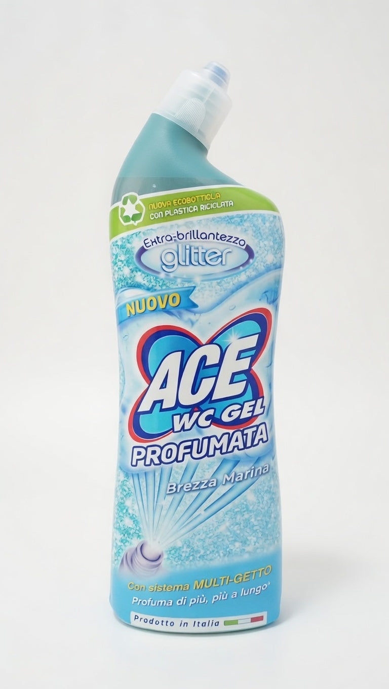 ACE WC Gel Brezza Marina Glitter 700 ml | Sistema Multi-Getto Igienizzante | Formula con Glitter e Profumo Persistente