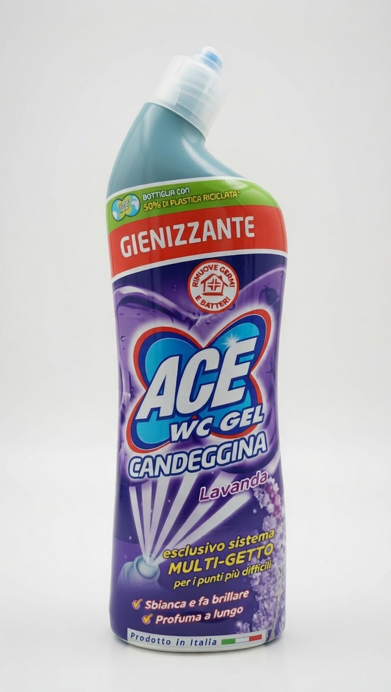 ACE WC Gel Candeggina Lavanda 700 ml | Sistema Multi-Getto Igienizzante | Pulizia Profonda Sotto il Bordo