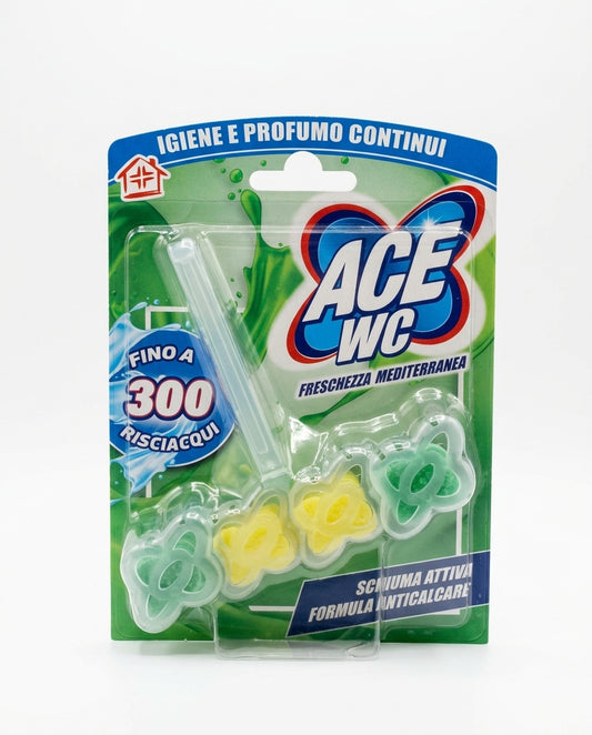 ACE WC Tavoletta Freschezza Mediterranea 48 g – Igiene Anticalcare Schiuma Attiva Fino a 300 Risciacqui