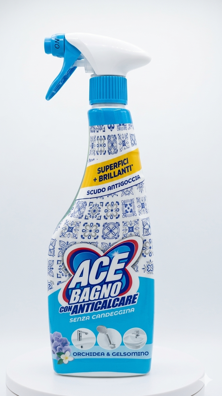 ACE Bagno Anticalcare Orchidea e Gelsomino 600 ml | Spray Superfici Brillanti | Formula Sicura su Cromature