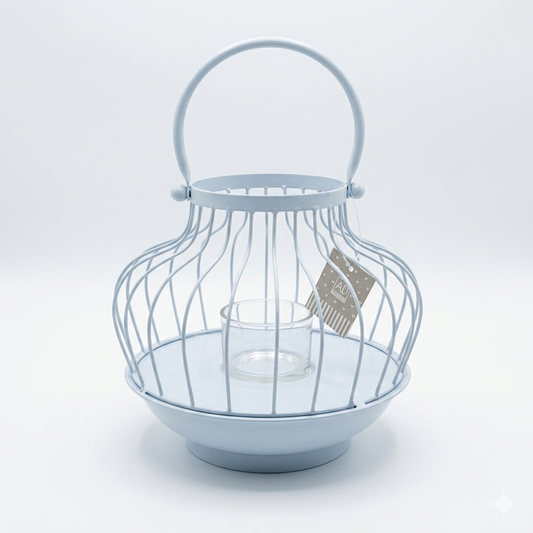 AD TREND Lanterna Galleggiante Portacandela in Ferro Ø25 cm – Lanterna Decorativa Shabby Chic con Bicchiere in Vetro