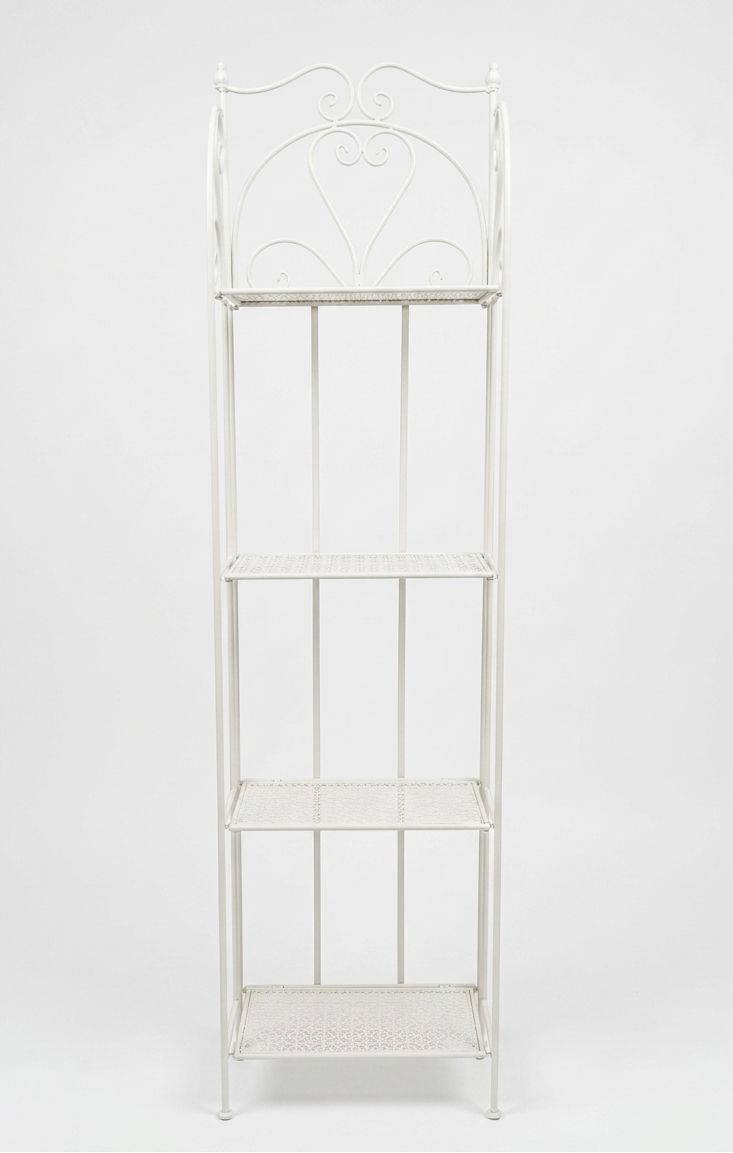 Mensoliera AD TREND in Ferro Bianco Shabby Chic – Scaffale Verticale Salvaspazio a 4 Ripiani per Bagno, Cucina e Ingresso