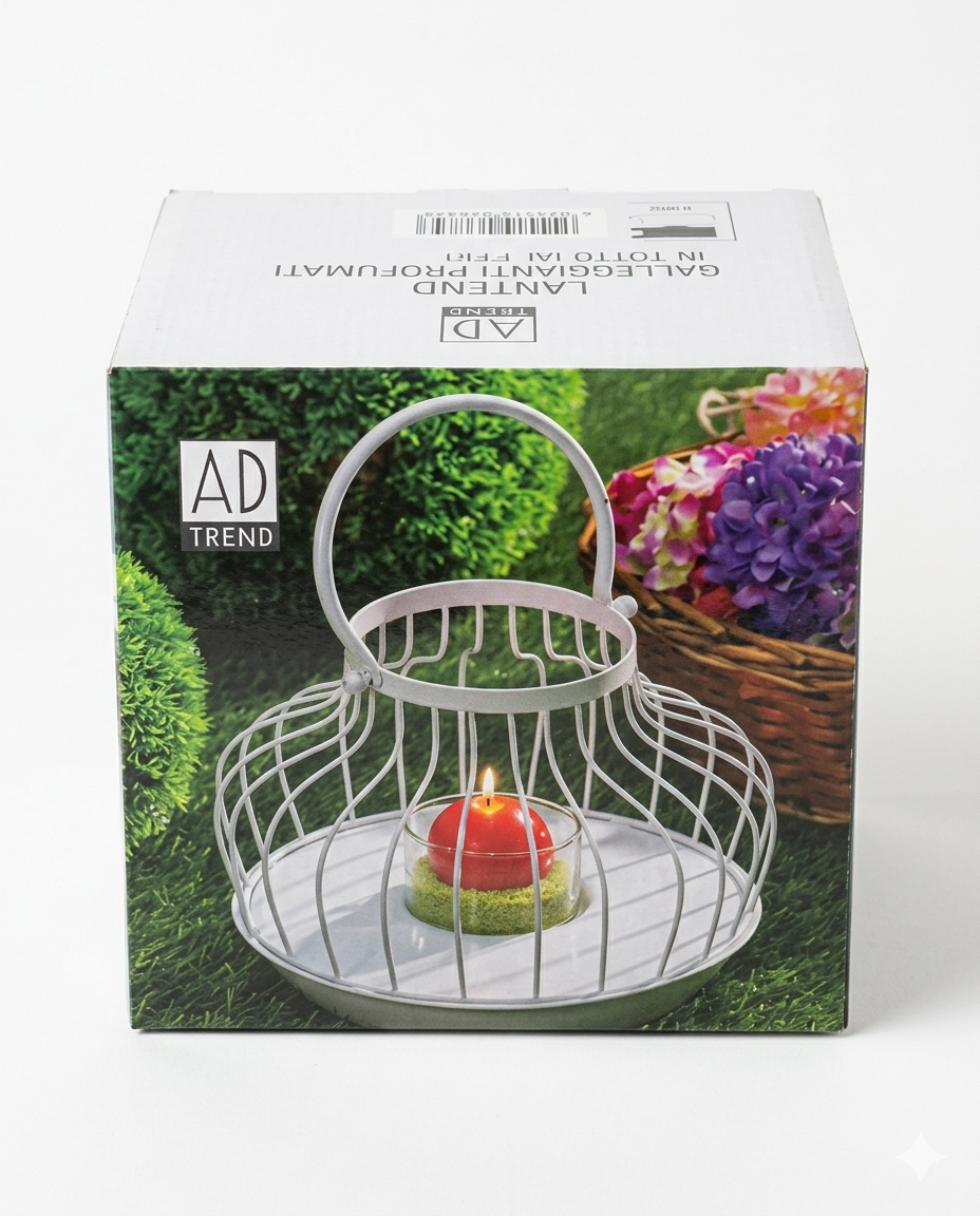 AD TREND Lanterna Galleggiante Portacandela in Ferro Ø25 cm – Lanterna Decorativa Shabby Chic con Bicchiere in Vetro