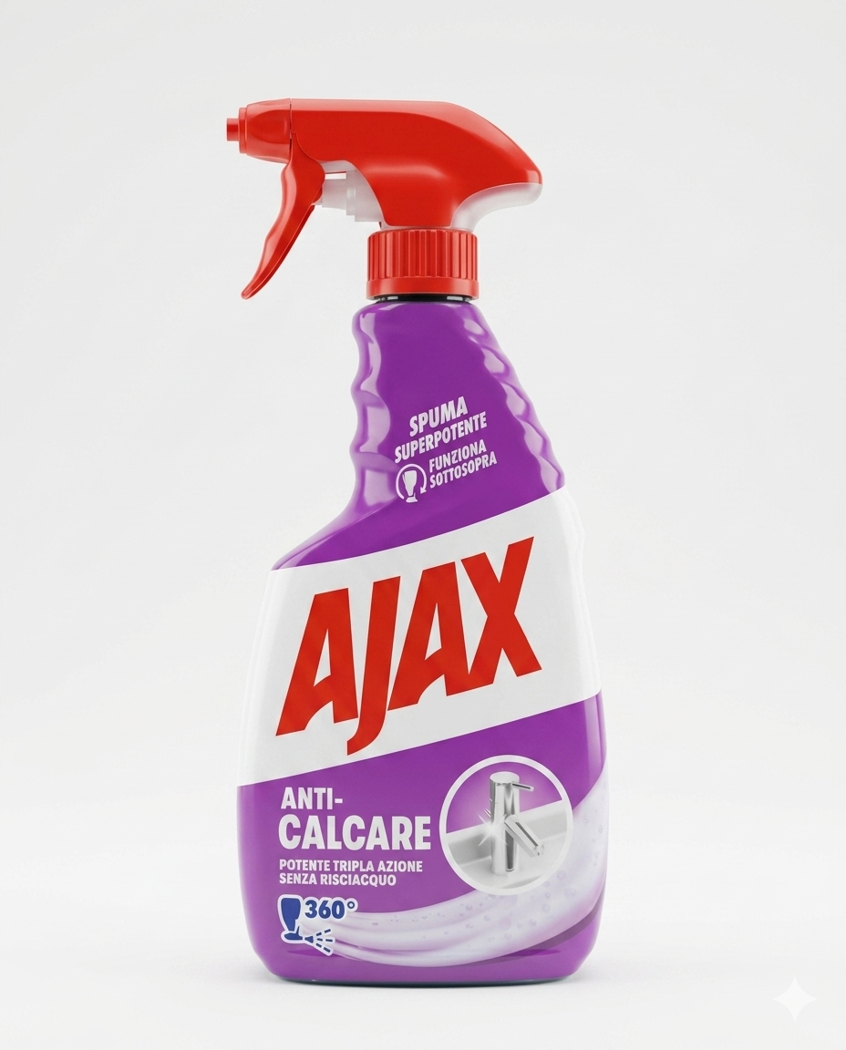 Ajax Anticalcare 360° Spray 600ml – Spuma Super Potente Biodegradabile Multisuperficie