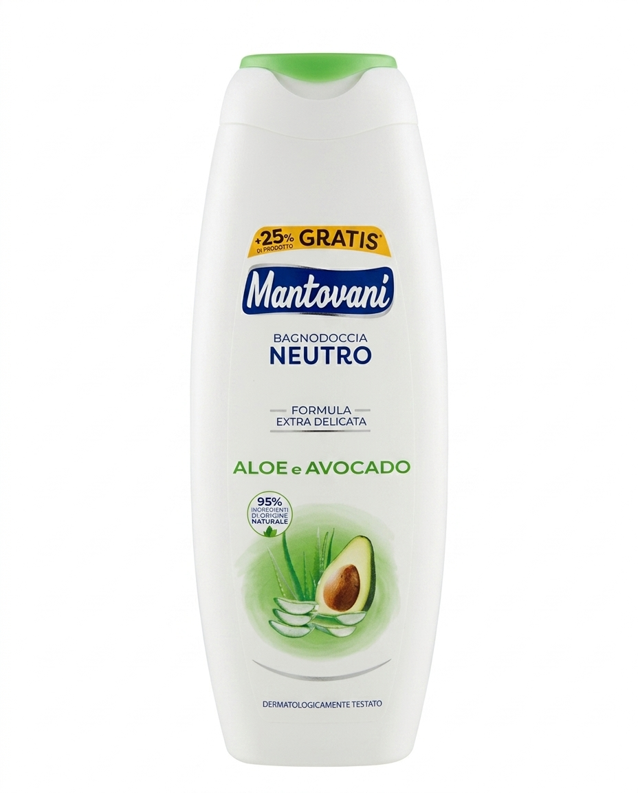 Mantovani Bagnodoccia Aloe e Avocado 400+100ml ipoallergenico dermoprotettivo con profumo di vaniglia