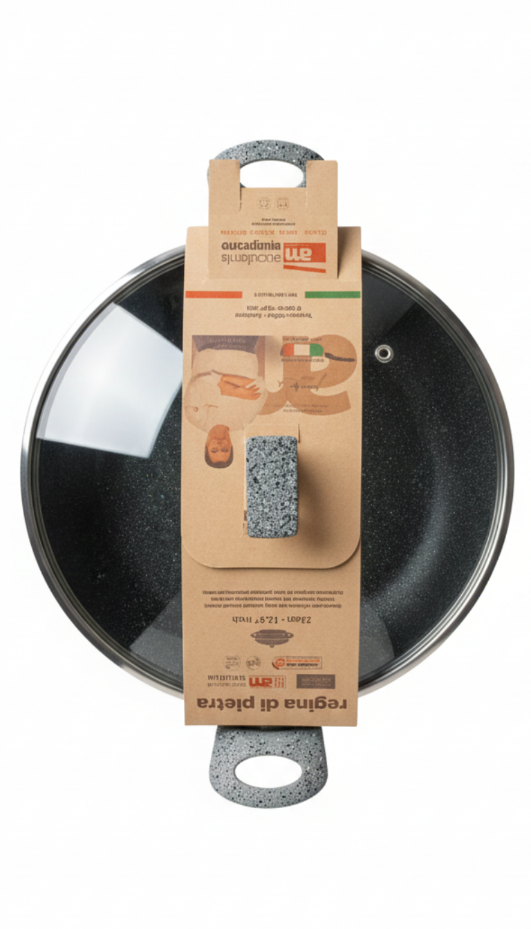Accademia Mugnano Regina di Pietra Tegame 2 Manici 32cm | Rivestimento Antiaderente Rinforzato con Microparticelle Naturali | Fondo Induzione Professional | Made in Italy