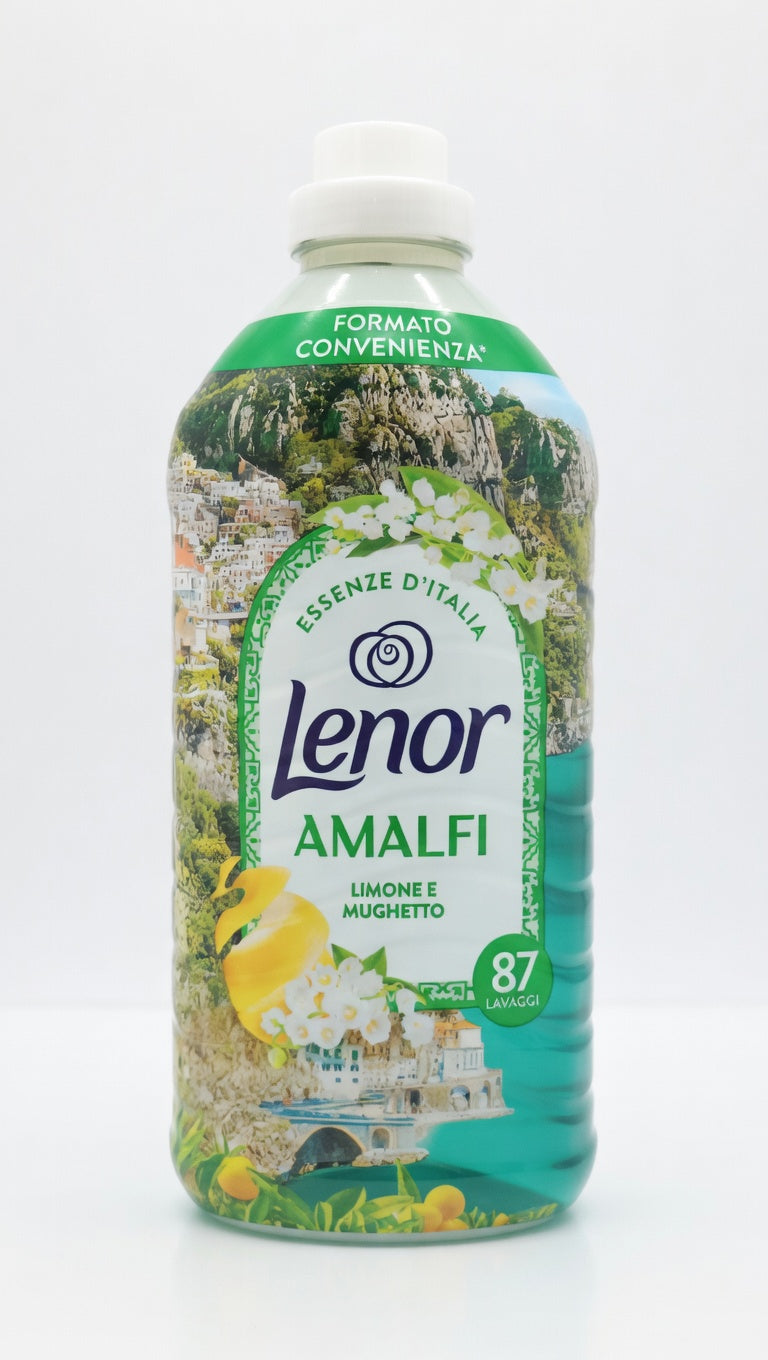 Lenor Essenze d’Italia Amalfi ammorbidente concentrato 1,827 L, 87 lavaggi, fragranza agrumata e sentori salini.
