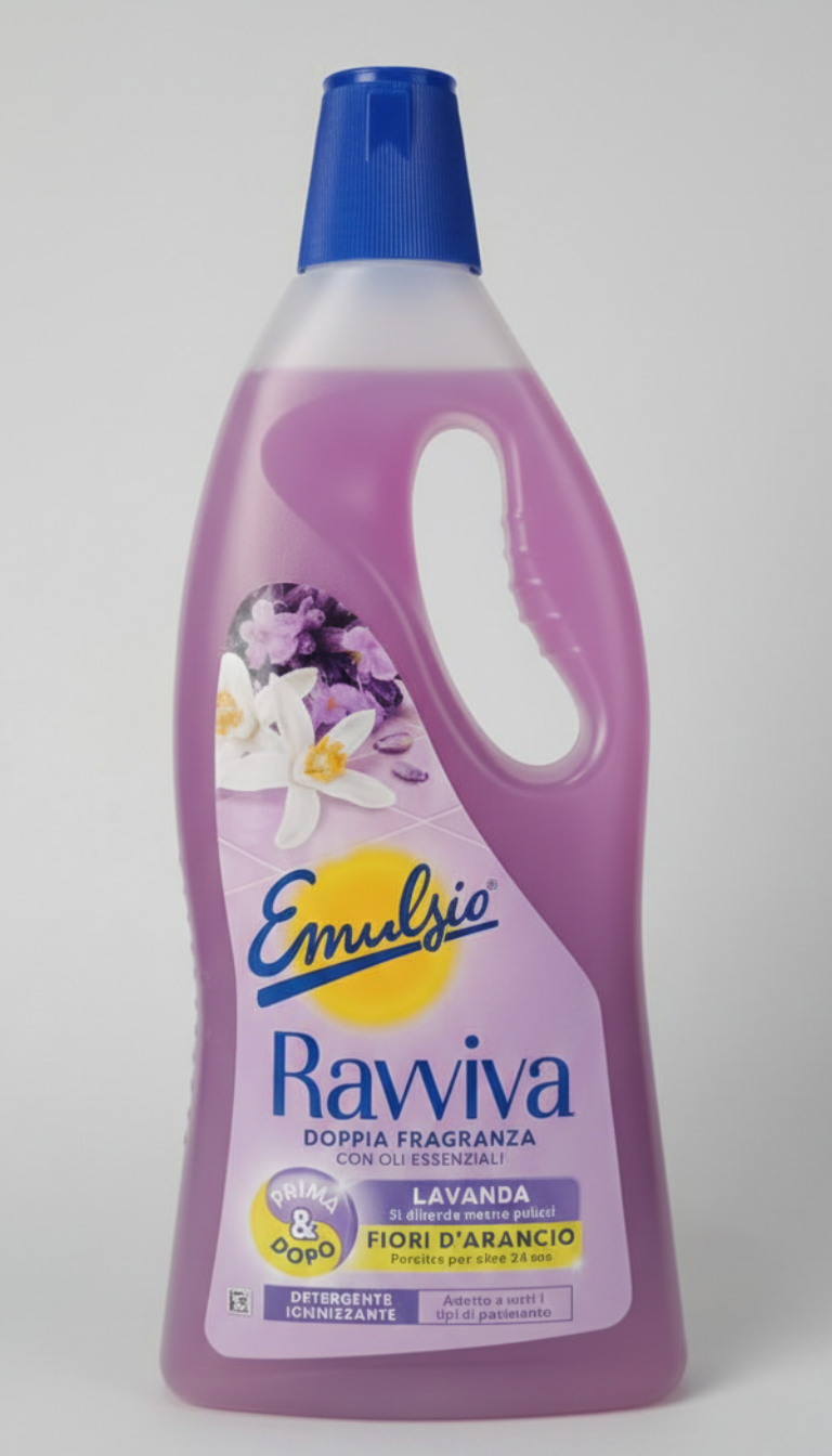 Emulsio Detergente Pavimenti Doppia Fragranza 750ml – Lavanda e Tiaré – Profumo 24h