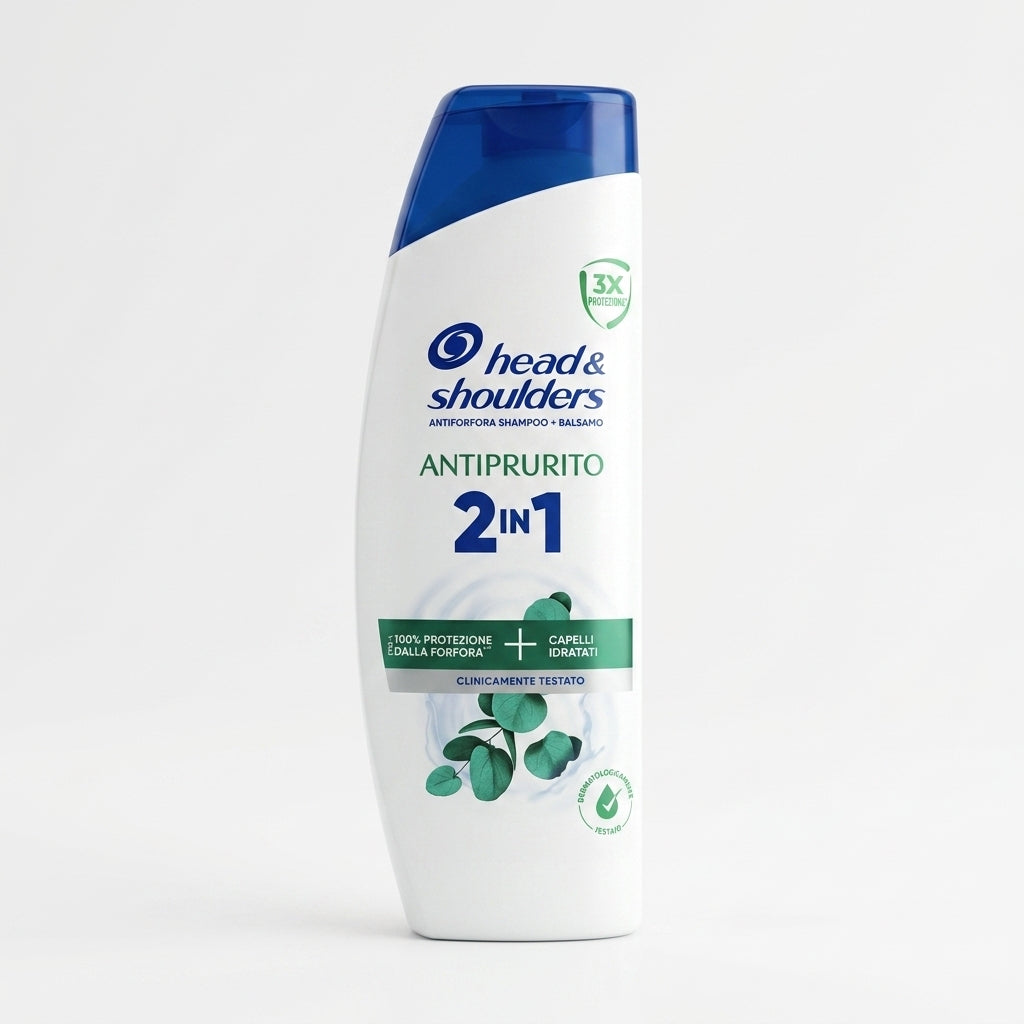 Head & Shoulders 2in1 Antiprurito Shampoo e Balsamo 250 ml, formula a pH equilibrato e microbioma bilanciato, per detergere i capelli e donare sollievo immediato dal prurito.