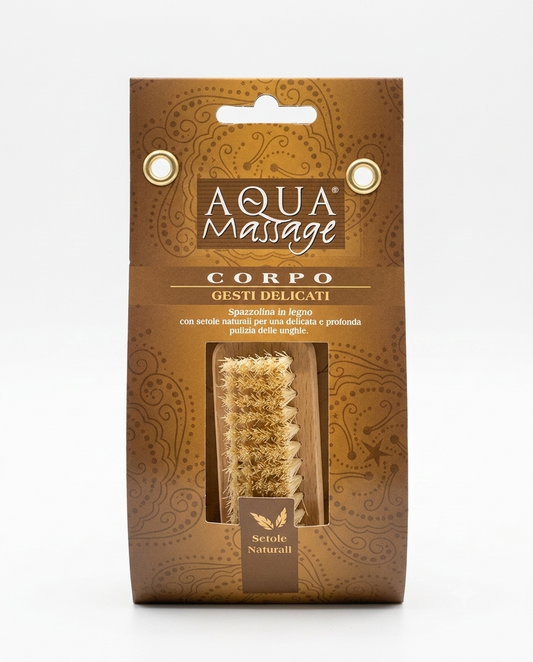 Aqua Massage Arix Spazzolina Unghie in Legno Art. 986, spazzolina con setole naturali per la pulizia delicata delle unghie, ideale per rimuovere residui e impurità rispettando la pelle, con impugnatura in legno pratica e resistente per l'uso quotidiano.