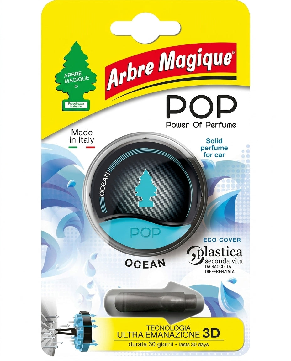 Arbre Magique POP Profumatore Auto Solido Fragranza Ocean Polimero 3D – Durata 30 Giorni Design Italiano