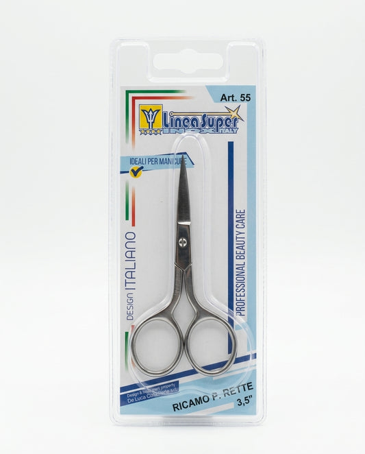 De Luca Coltellerie Linea Super Inox Forbicine Ricamo Manicure Punte Rette 3.5" Art. 55 Acciaio Temperato – Taglio Netto di Precisione