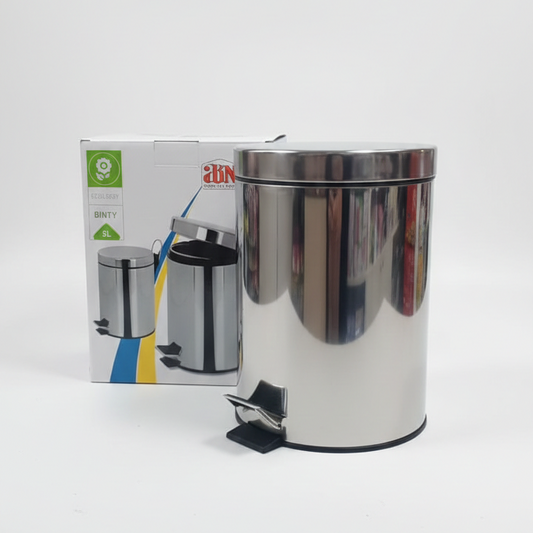 ARTEX Pattumiera a Pedale 5 Litri in Acciaio INOX | Secchio Interno Estraibile | Design Compatto 21x28 cm