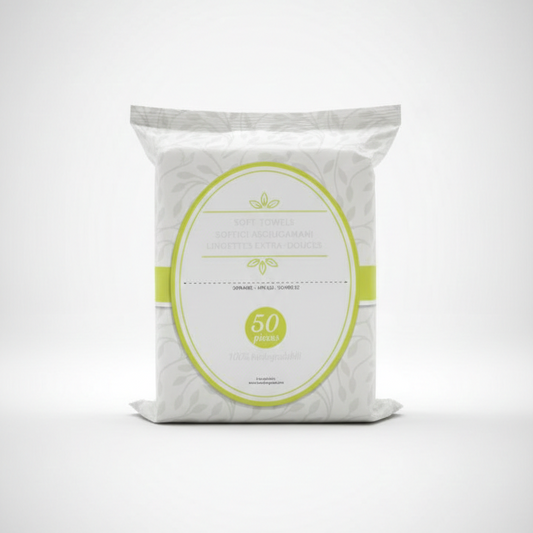 Asciugamani Biodegradabili 30x38 cm Montrasio Italia | 50 pz in Flow Pack | Monouso Ecologici e Compostabili | Alta Assorbenza e Resistenza