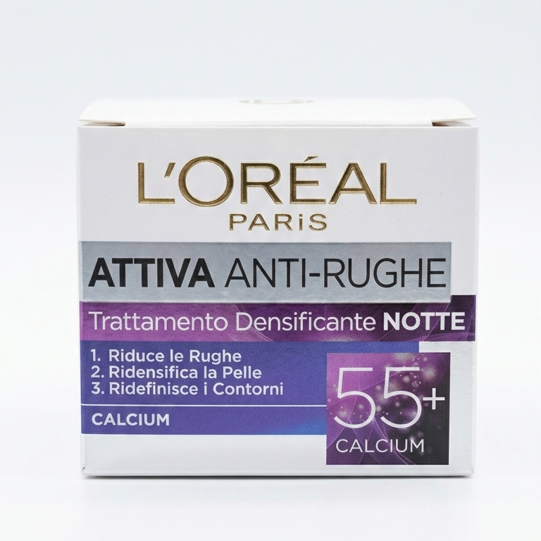 L’Oréal Paris Attiva Anti-Rughe 55+ Trattamento Notte Densificante 50ml – Con Calcio Bio-Assimilabile – Azione Anti-Cedimento