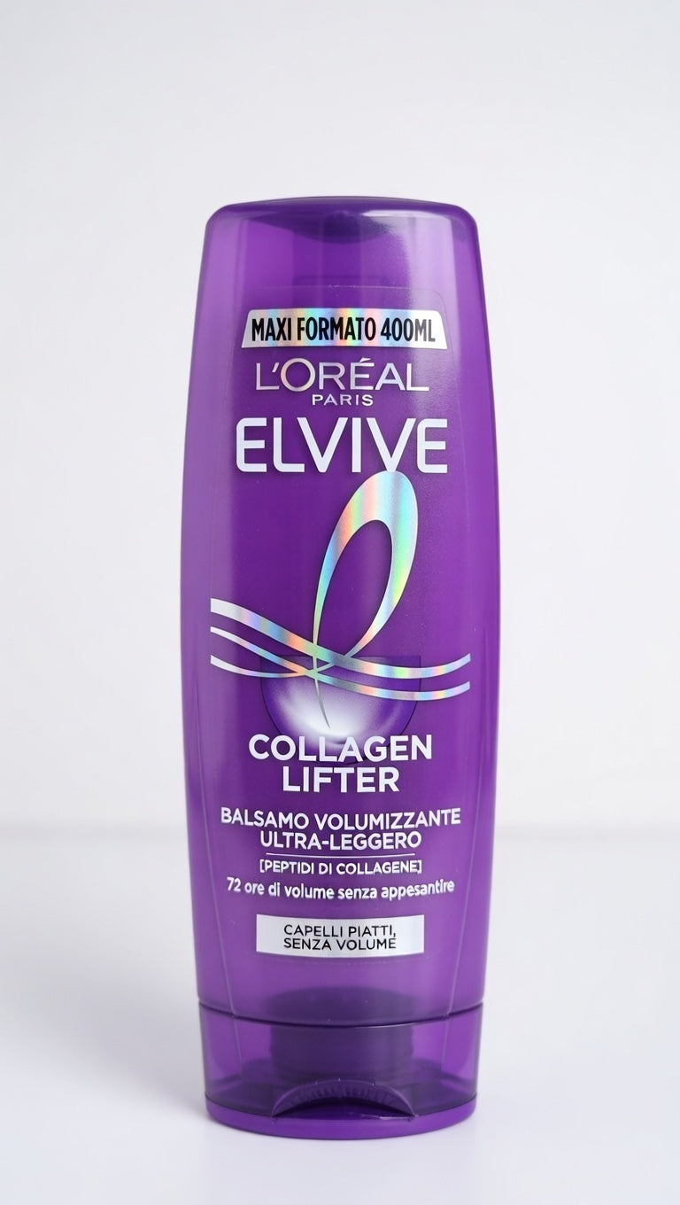 L'Oréal Paris Elvive Collagen Lifter Balsamo Volumizzante Ultra-Leggero (400ml) – Per Capelli Piatti e Senza Volume – Con Peptidi di Collagene – Volume 72 Ore