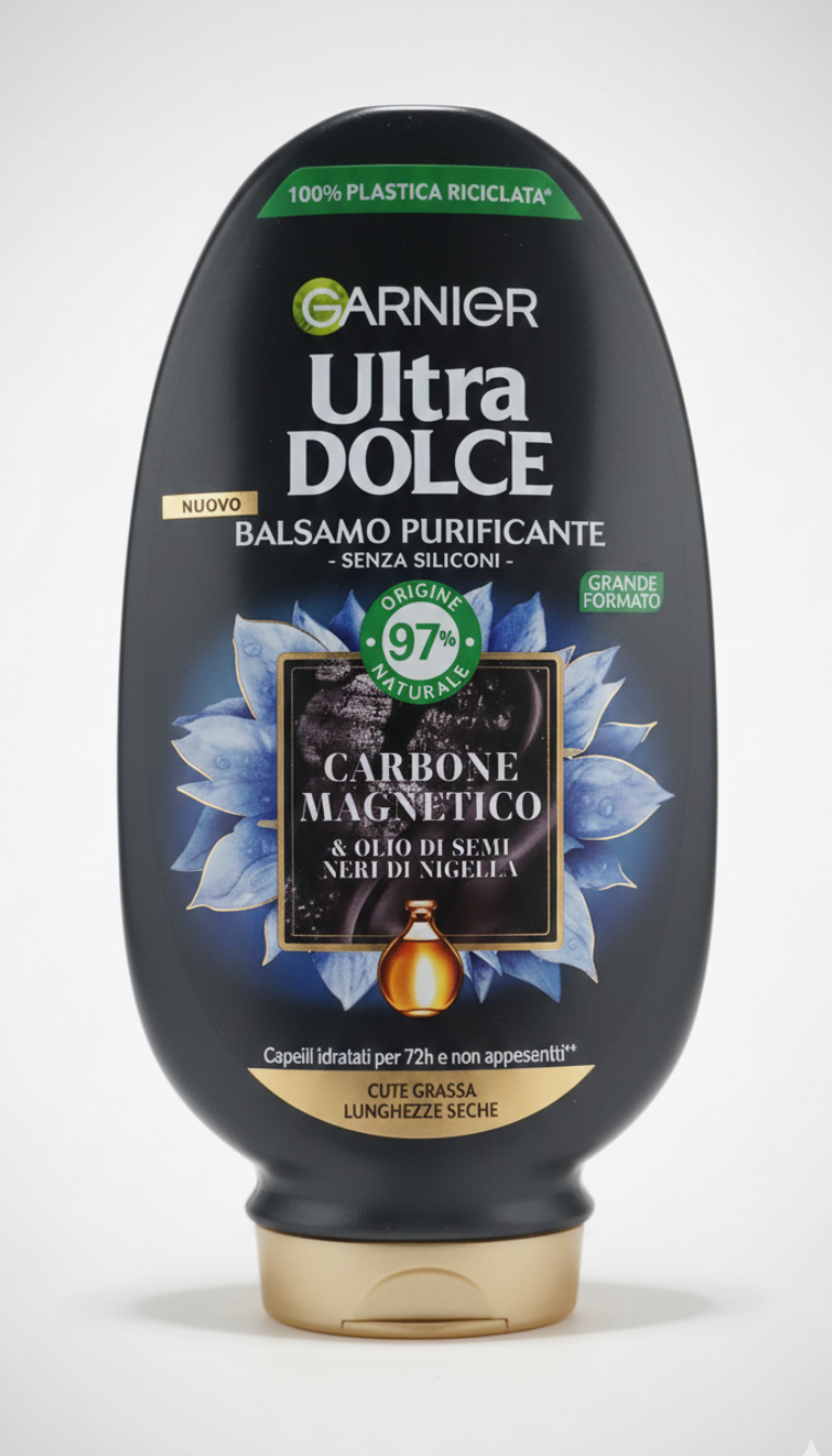 Garnier Ultra Dolce Balsamo Carbone Magnetico 360ml – Balsamo Purificante & Idratante per Cute Grassa e Lunghezze Secche