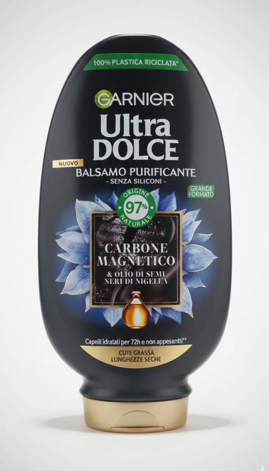 Garnier Ultra Dolce Balsamo Carbone Magnetico 360ml – Balsamo Purificante & Idratante per Cute Grassa e Lunghezze Secche