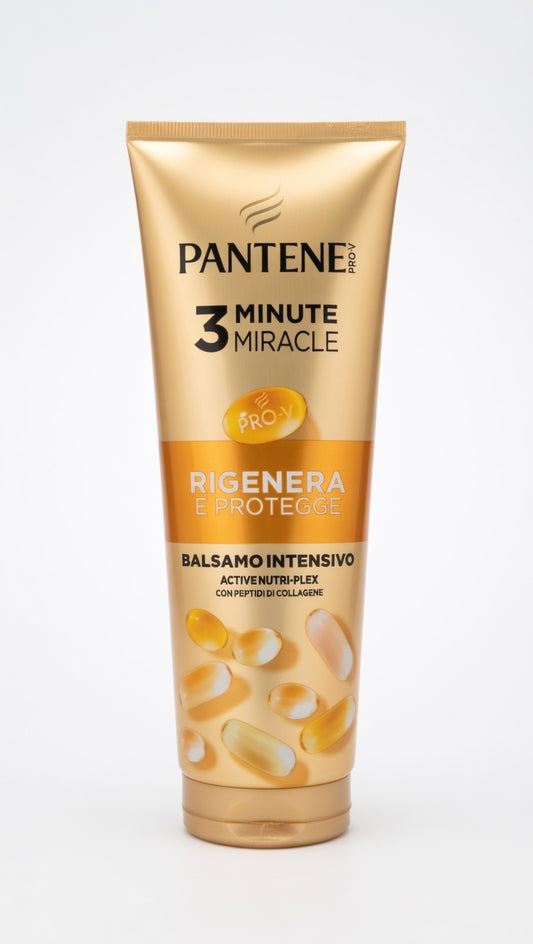 Pantene Pro-V 3 Minute Miracle Rigenera & Protegge 200ml con collagene e Nutri-Plex, balsamo intensivo per capelli danneggiati e sfibrati.