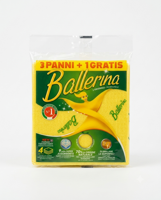Ballerina panni multiuso 3+1 con profumo bouquet fiorito, ideali per la pulizia quotidiana di superfici domestiche.