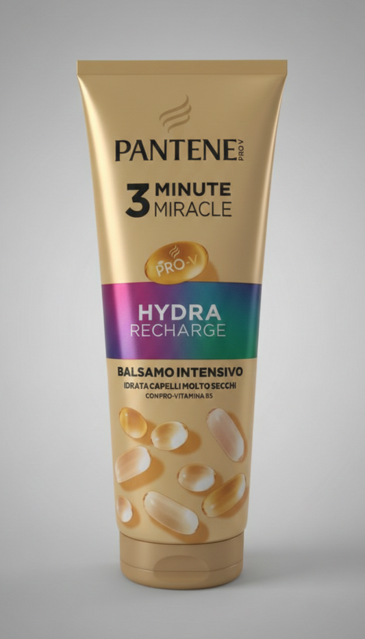 Pantene Pro-V 3 Minute Miracle Hydra Recharge Balsamo Intensivo | 220ml | Per Capelli Molto Secchi | Idratazione Profonda e Lucentezza Non-Stop